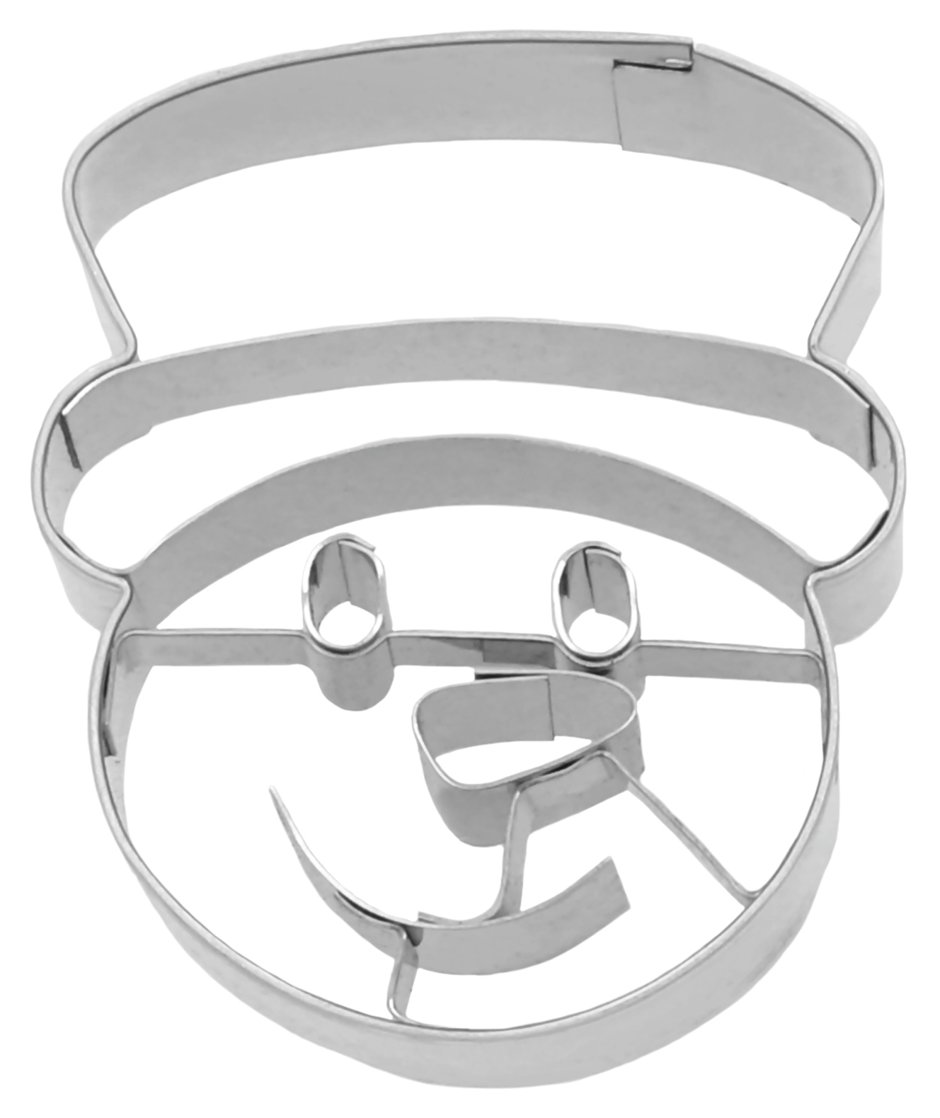Ausstechform Schneemann mit Hut | Schneemann Kopf mit Innenprägung 6 cm, Edelstahl rostfrei